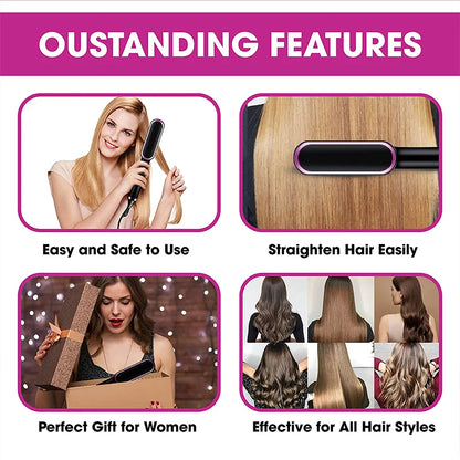 2-In-1 Portable Hair Straightener Electric Hair Straightening Comb PTC Multi-Function Mini Quick Hot Hair Straightener