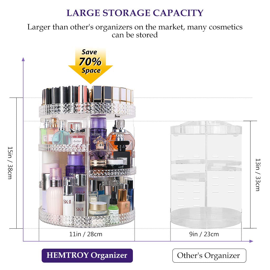 360 Degree Rotating Makeup Organizer, Extra Large Capacity Perfume Organizer, Removable DIY 7 Layers Make up Organizer for Vanity, Cosmetic Display Case Organizador De Maquillaje (Clear)