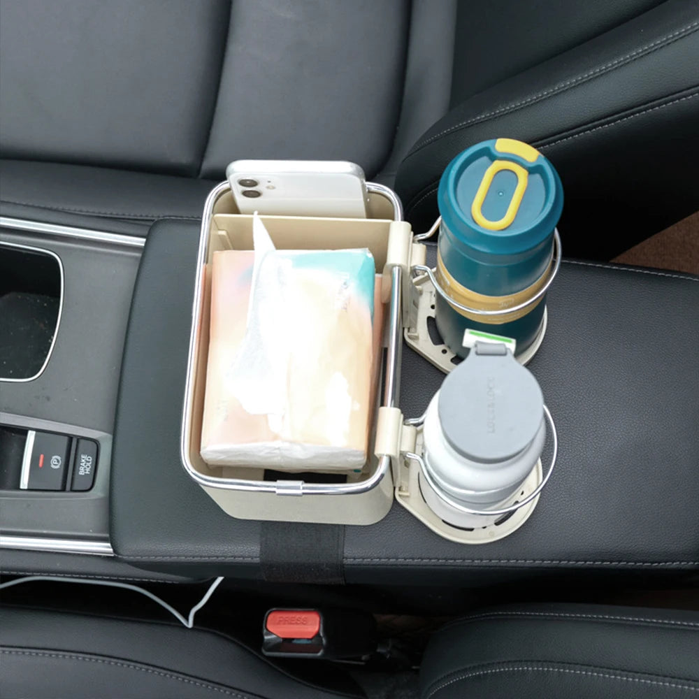 Multi-Function Car Storage Box Armrest Organizers Car Interior Stowing Tidying Accessories for Phone Tissue Cup Drink Holder