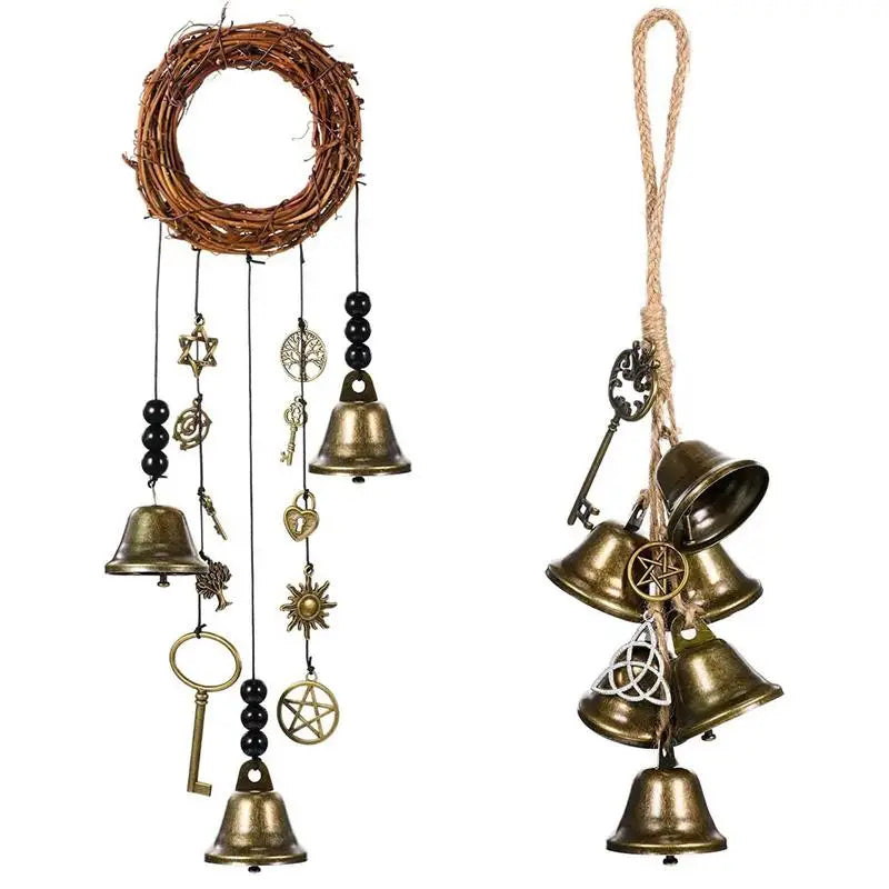 Magical Witch Bells Wind Chimes Creative Window Ornament Evil Crystal Hanging Pendant Handmade Hanging Witch Bells Garden Decor