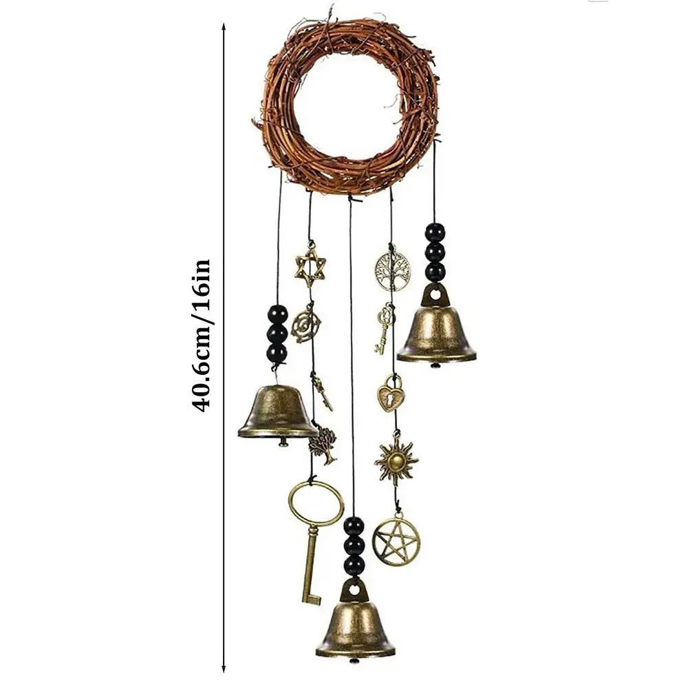 Magical Witch Bells Wind Chimes Creative Window Ornament Evil Crystal Hanging Pendant Handmade Hanging Witch Bells Garden Decor