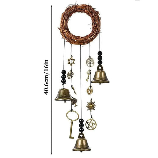 Magical Witch Bells Wind Chimes Creative Window Ornament Evil Crystal Hanging Pendant Handmade Hanging Witch Bells Garden Decor