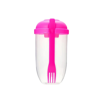 Portable Salad Cup Kids Breakfast Salad Bowl with Fork Plastic Diet Meal Shaker Cups Kitchen Food Lunch Box Bottles Mason Cup