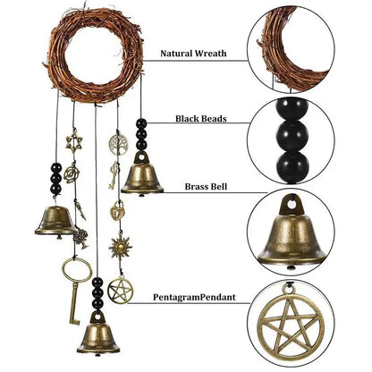 Magical Witch Bells Wind Chimes Creative Window Ornament Evil Crystal Hanging Pendant Handmade Hanging Witch Bells Garden Decor